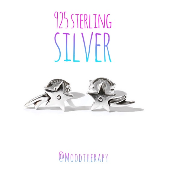 Moodtherapy Jewelry - 🌠 cute celestial 925 sterling silver shooting star stud/post earrings
